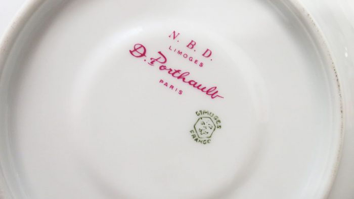 Vintage N. B. D. Limoges D. Porthault Pink Les Coeurs Porcelain Cups/Saucer
