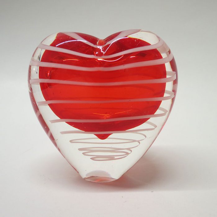Red Glass Heart Bud Vase