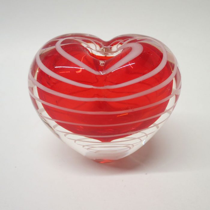 Red Glass Heart Bud Vase