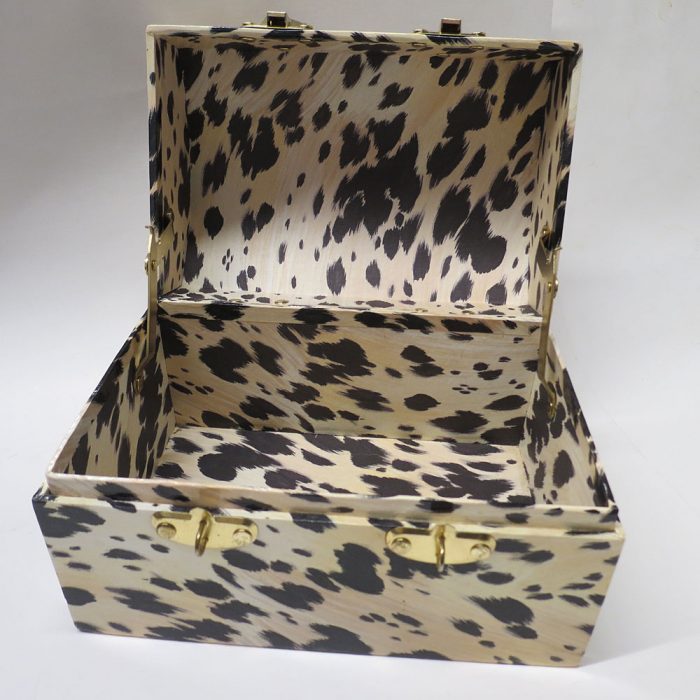 Simulated Cowhide Latched Box | Catherine's Loft