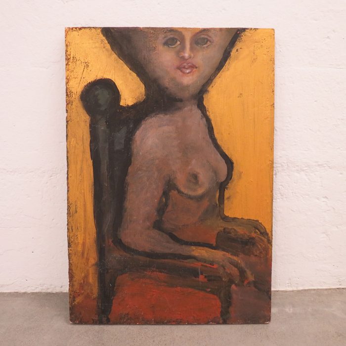 Sitting Female Portrait Interpretive Modern Art Painting | Catherine's Loft