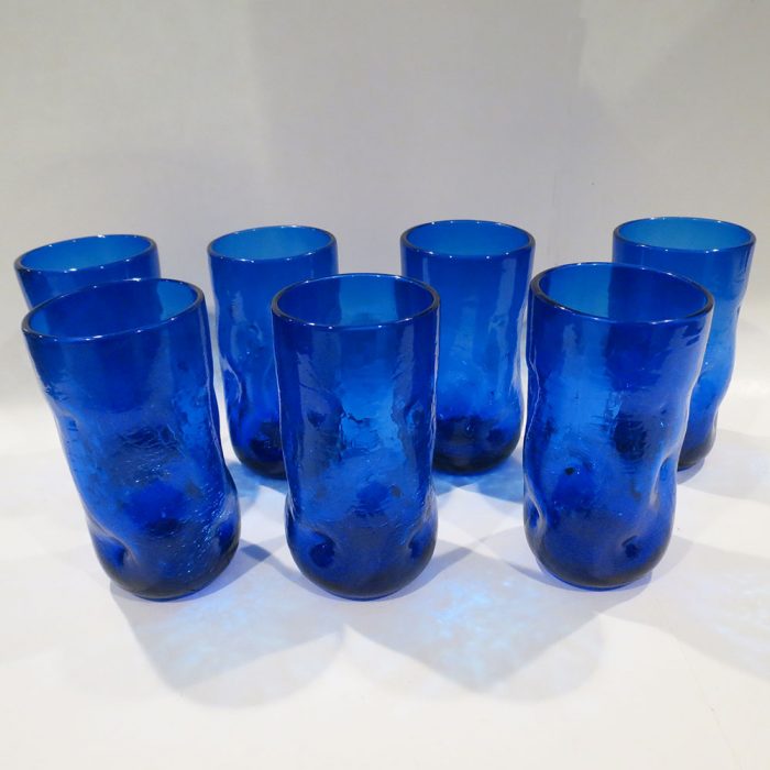 Vintage Blenko Handblown Blue Glass Tumblers Set of 7 | Catherine's Loft