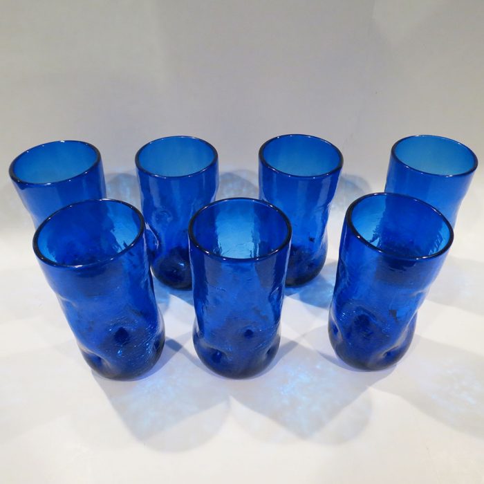 Vintage Blenko Handblown Blue Glass Tumblers Set of 7 | Catherine's Loft