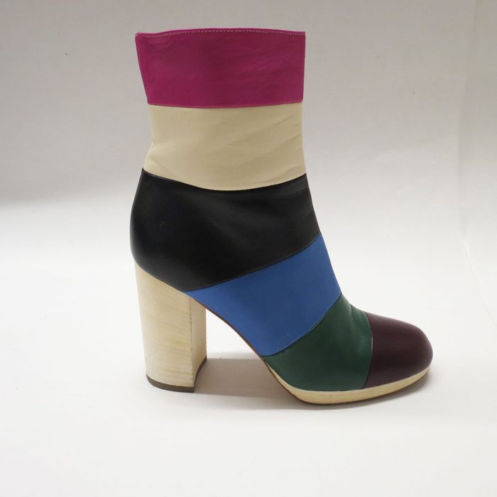 Valentino Garavani Multicolor Striped Leather Ankle Boots | Catherine's Loft
