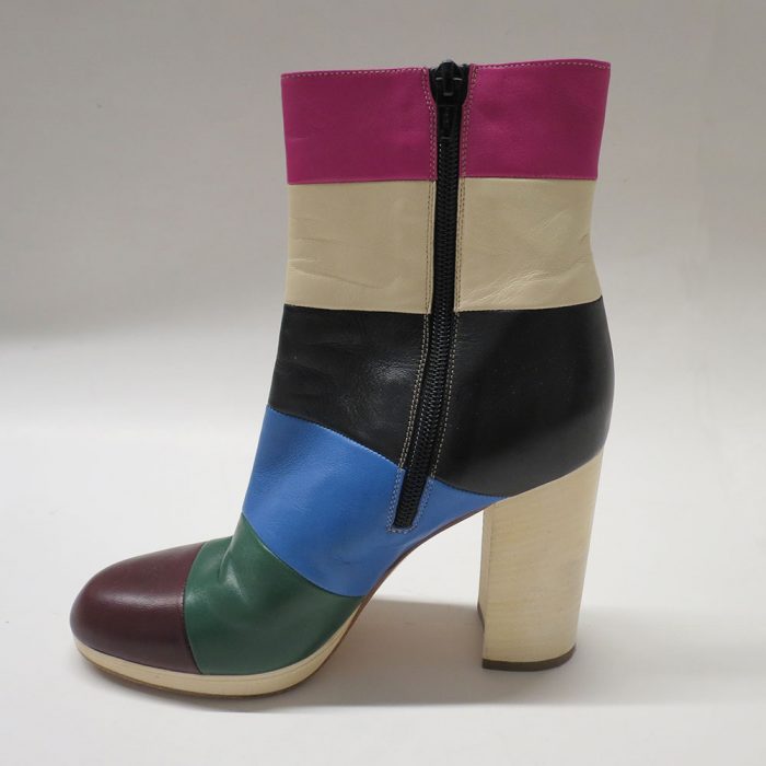 Valentino Garavani Multicolor Striped Leather Ankle Boots | Catherine's Loft
