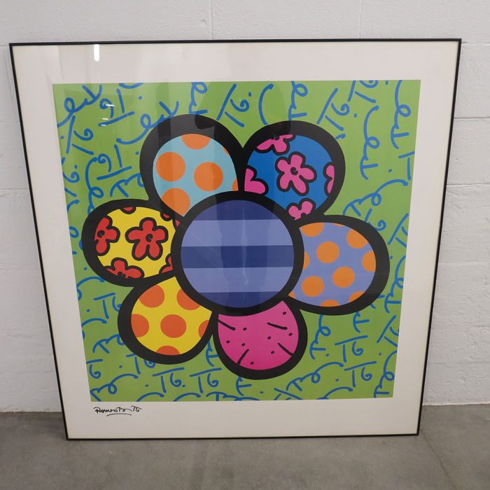 Large Framed Romero Britto Flower Power IV Print Art | Catherine's Loft