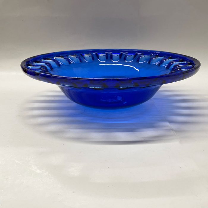 Vintage Large Cobalt Blue Blown Art Glass Bowl w/Cutouts | Catherine's Loft