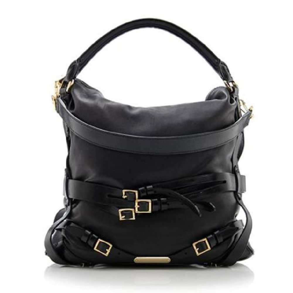 Burberry The Bridle Leather Shoulder Bag in Black