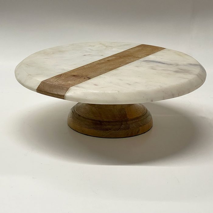 Marble/Wood Pedestal Cake Stand | Catherine's Loft