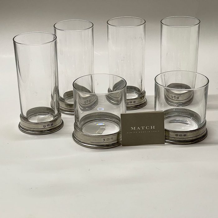 MATCH Pewter Italy Classic Highball and Rocks Glasses Set NEW | Catherine's Loft