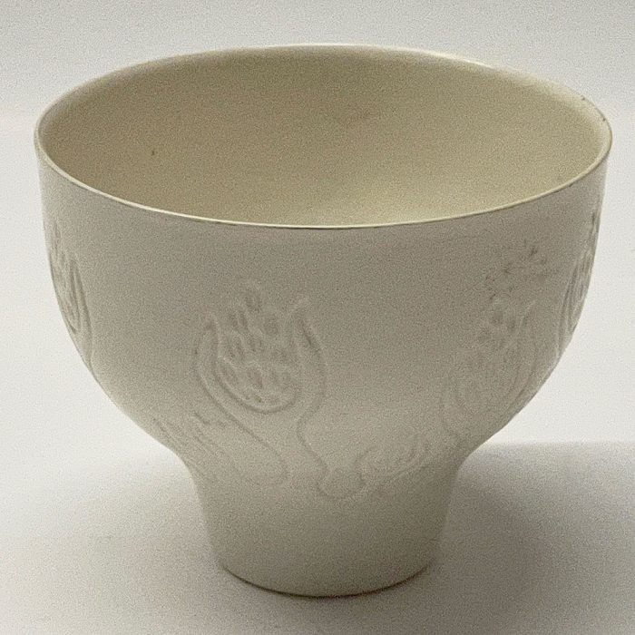 Vintage Royal Copenhagen 4478 White Vase with Relief by Gerd Bogelund | Catherine's Loft