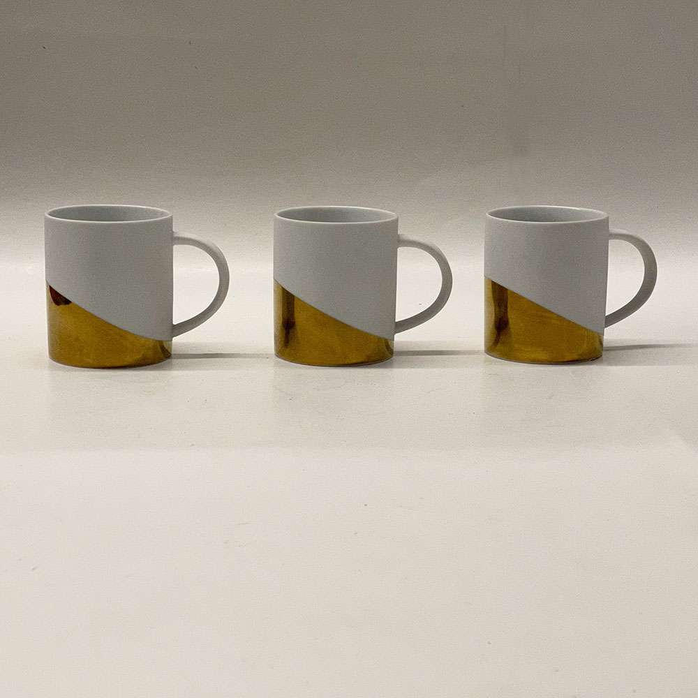 Starbucks Dipped Gold/Matte White Coffee Mugs 2012 Set of 3 | Catherine's Loft