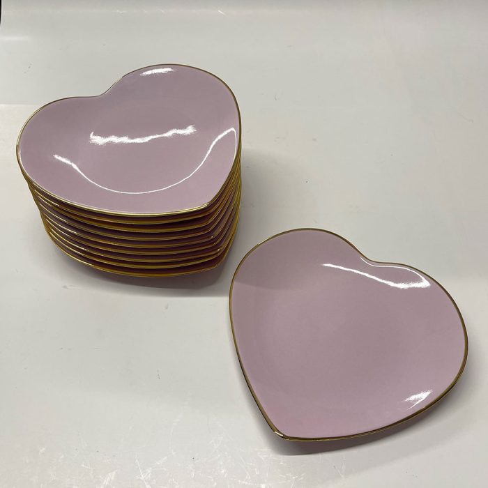 RARE Vintage Apilco French Pink Heart Plates Set of 10 Mint Condition | Catherine's Loft