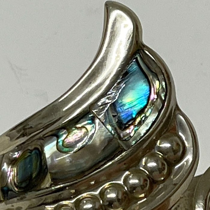 Vintage Mexico Alpaca Silver Abalone Mother of Pearl Cuff Bracelet | Catherine's Loft