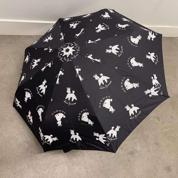 Vintage Lulu Guinness London Poodles Black/White Compact Travel Umbrella | Catherine's Loft